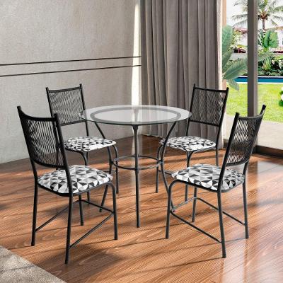 Conjunto Mesa Com 4 Cadeiras Lugo Para Cozinha Ou Jantar Preto/mesclado