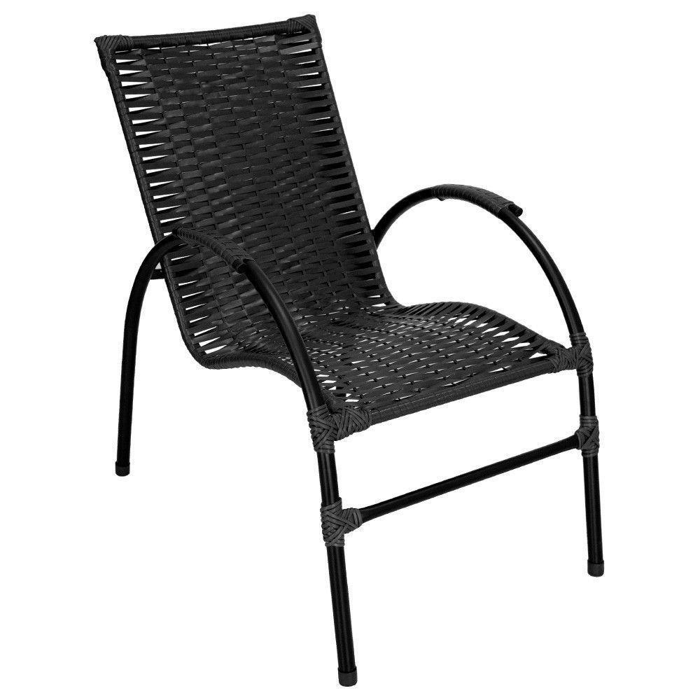 Conjunto De Mesa De Centro 4 Cadeiras ônix Para área Externa Preto - 2