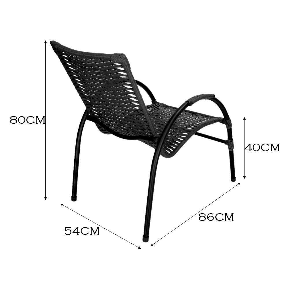 Conjunto De Mesa De Centro 4 Cadeiras ônix Para área Externa Preto - 4