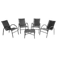 Conjunto De Mesa De Centro 4 Cadeiras ônix Para área Externa Preto - 3