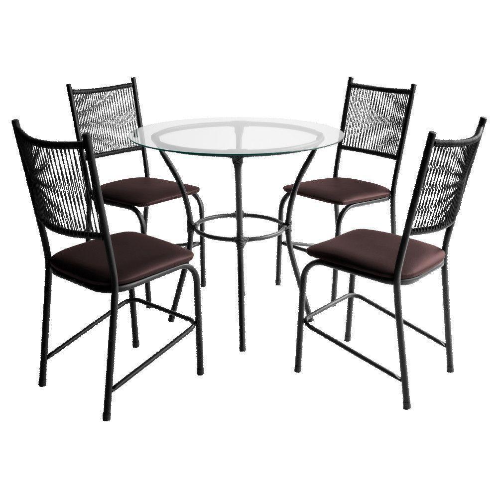 Conjunto Mesa Com 4 Cadeiras Lugo Para Cozinha Ou Jantar Preto/marrom - 2