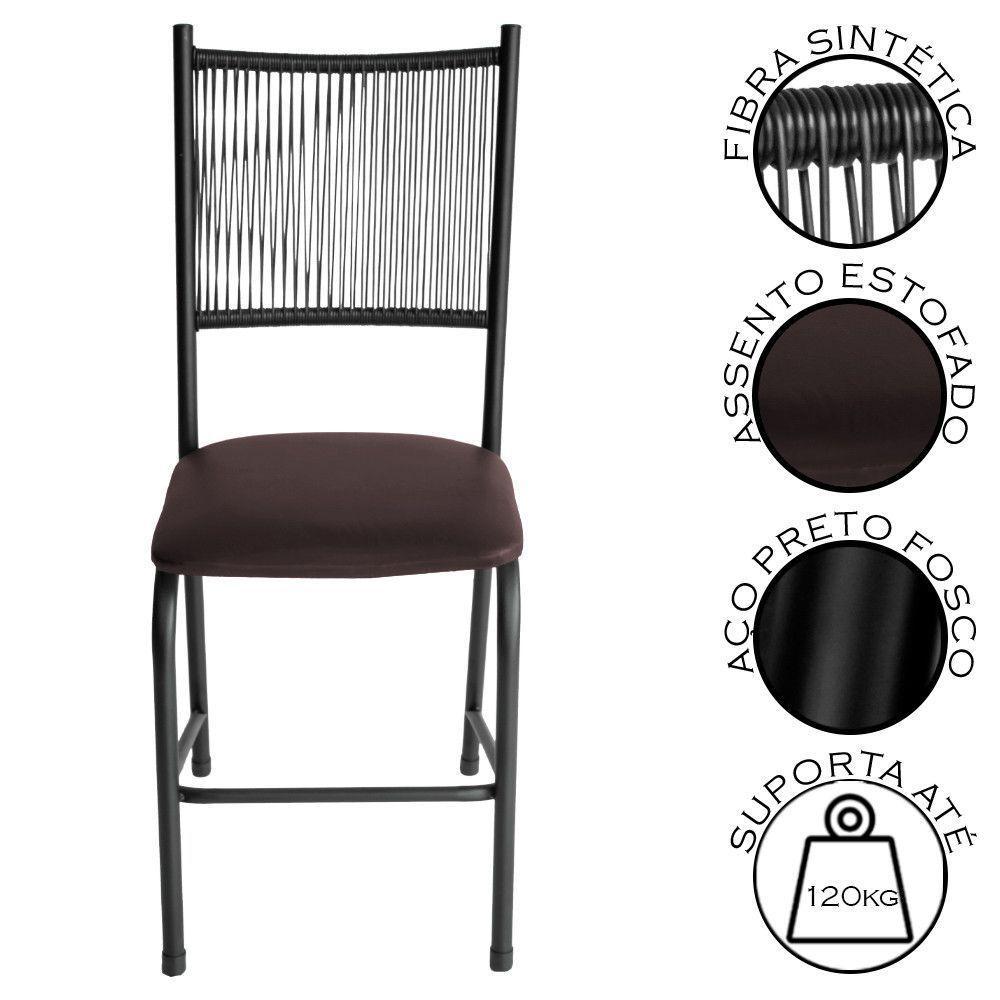 Conjunto Mesa Com 4 Cadeiras Lugo Para Cozinha Ou Jantar Preto/marrom - 8