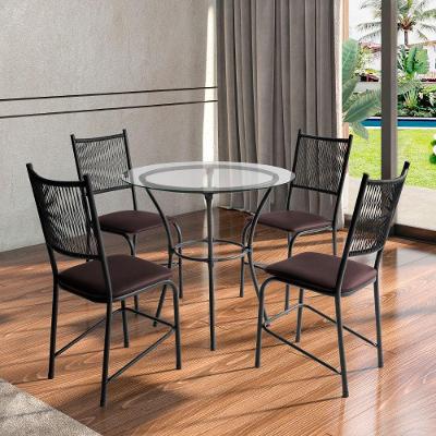 Conjunto Mesa Com 4 Cadeiras Lugo Para Cozinha Ou Jantar Preto/marrom