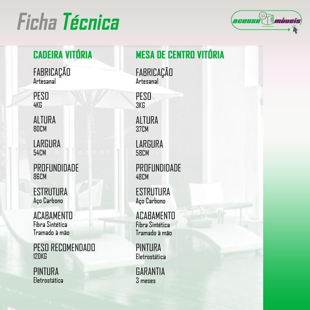 Conjunto De Mesa De Centro E 2 Cadeiras Vitória Para área Argila - 6