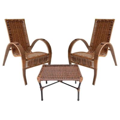 Conjunto De Mesa De Centro E 2 Cadeiras Vitória Para área Argila