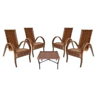 Conjunto Mesa De Centro 4 Cadeiras Vitória área Externa Argila - 1