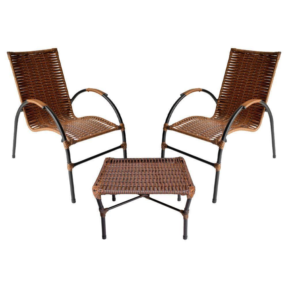 Conjunto De Mesa De Centro E 2 Cadeiras ônix área Externa Argila - 1