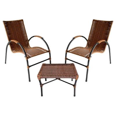 Conjunto De Mesa De Centro E 2 Cadeiras ônix área Externa Argila