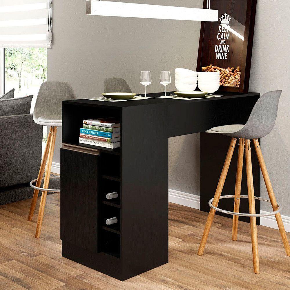 Bancada Ilha Gourmet Para Cozinha 136 X 92cm Mdp Menu Móveis Preto - 1