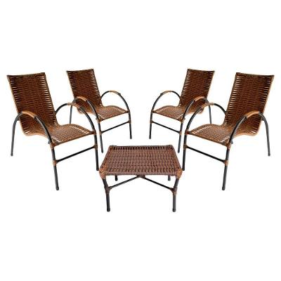 Conjunto De Mesa De Centro 4 Cadeiras ônix Para área Externa Argila