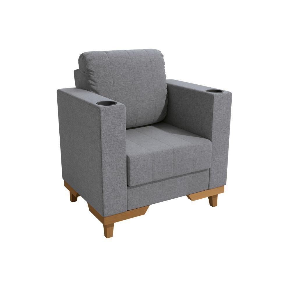 Poltrona Maya Kappesberg Linho Cinza - 2