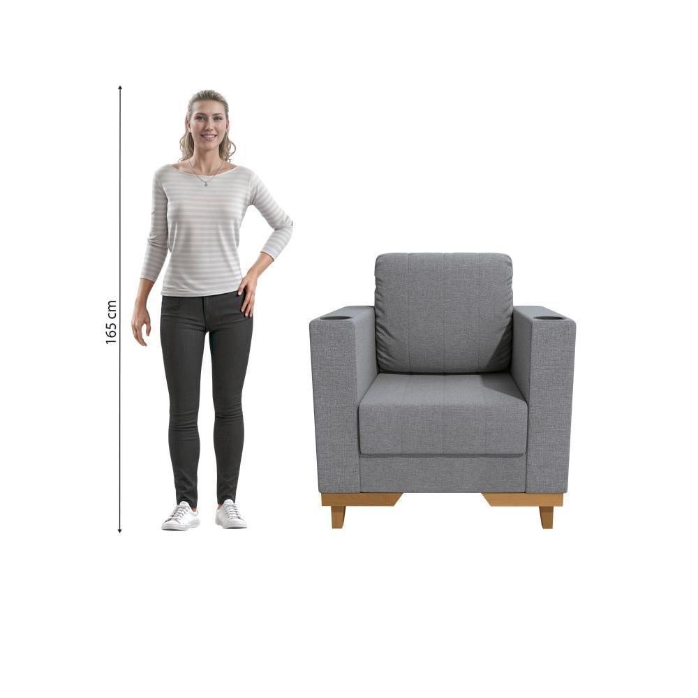 Poltrona Maya Kappesberg Linho Cinza - 4