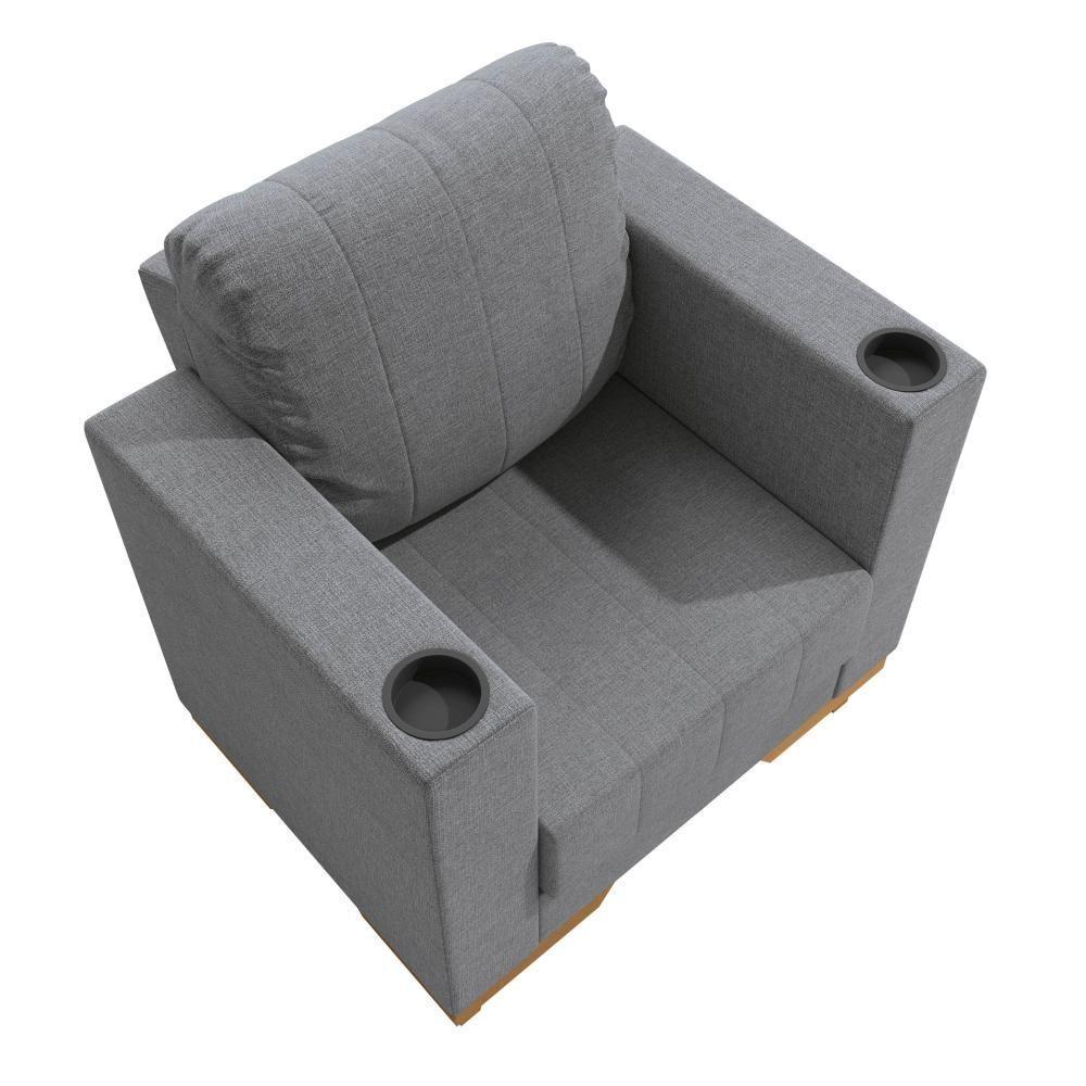 Poltrona Maya Kappesberg Linho Cinza - 5