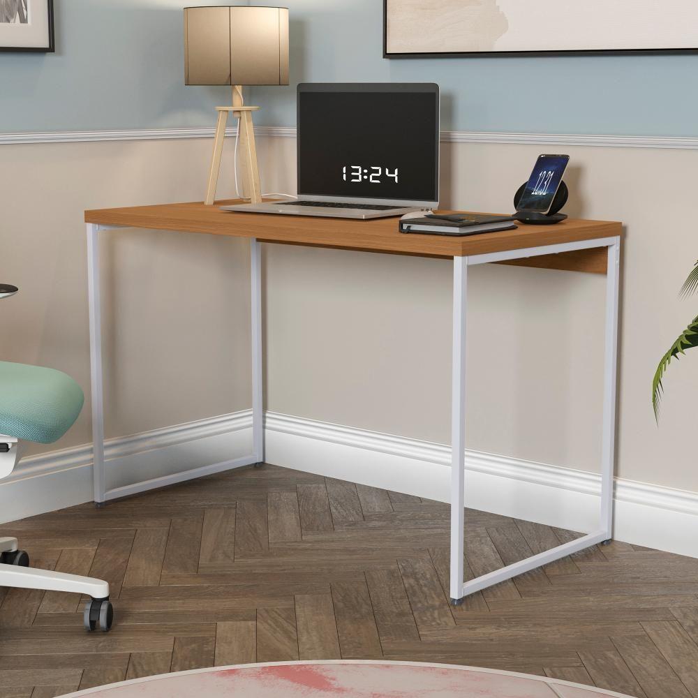 Mesa De Escritório Escrivaninha Kappesberg Industrial Canela-branco 118cm - 1
