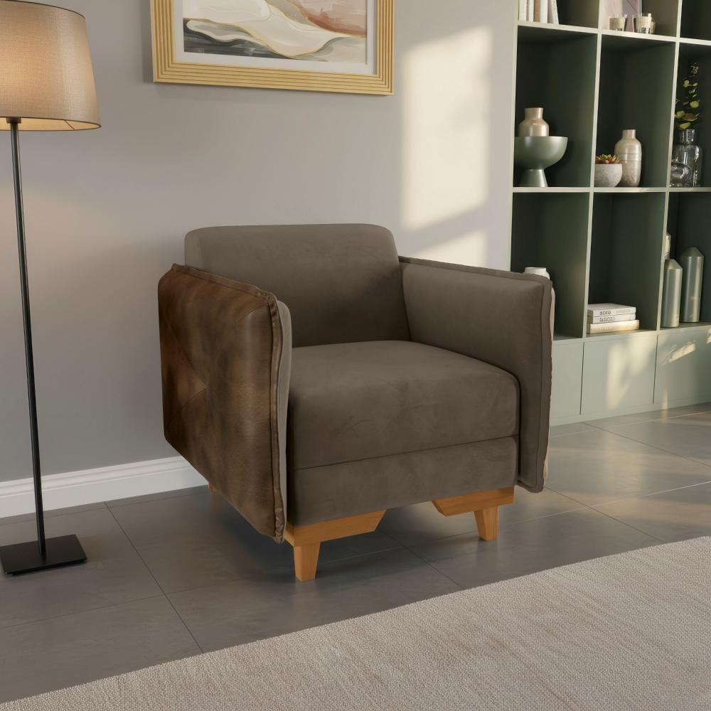 Poltrona Belidna Kappesberg Veludo Marrom - 1