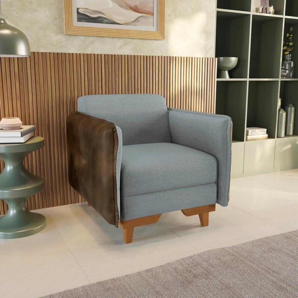 Poltrona Belinda Kappesberg Linho Cinza - 1