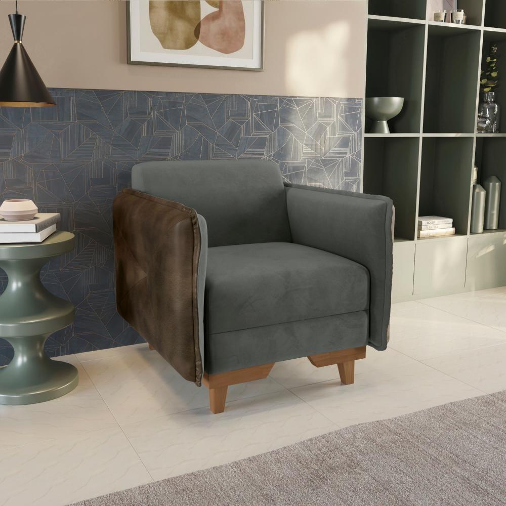 Poltrona Belinda Kappesberg Veludo Chumbo - 1