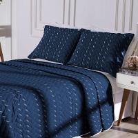 Cobre Leito Bordado 400 Fios Heitor Casal Queen 100% Poliéster - Azul Marinho - 2