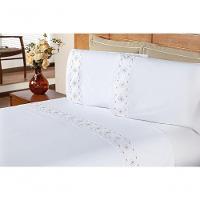 Jogo De Cama Damasco King 4 Peças 100% Poliéster 200 Fios - Branco/bege - 2