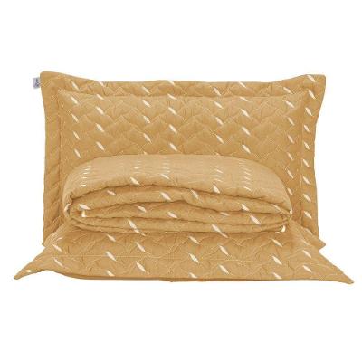 Cobre Leito Bordado 400 Fios Heitor Casal Queen 100% Poliéster - Amarelo