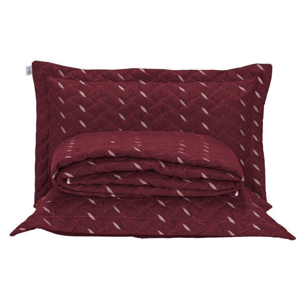 Cobre Leito Bordado 400 Fios Heitor Casal King 100% Poliéster - Vermelho - 1