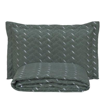 Cobre Leito Bordado 400 Fios Heitor Solteiro 100% Poliéster - Verde Militar