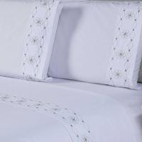 Jogo De Cama Damasco King 4 Peças 100% Poliéster 200 Fios - Branco/cinza - 2