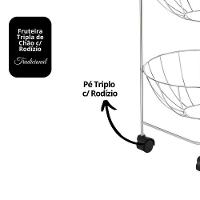 Fruteira Tripla De Chão Aço Cromado Premium 69cm - Araminas - 2
