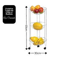 Fruteira Tripla De Chão Aço Cromado Premium 69cm - Araminas - 3