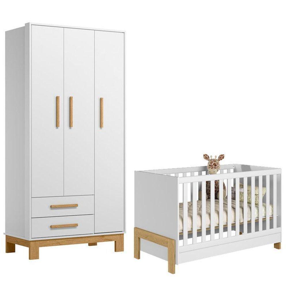 Berço Americano 4300 Mini Cama Fantasia E Guarda Roupa Infantil Q Encanto Slim 4340 Branco Acetinado – Qmovi - 1