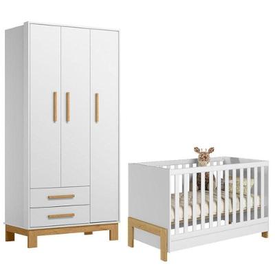 Berço Americano 4300 Mini Cama Fantasia E Guarda Roupa Infantil Q Encanto Slim 4340 Branco Acetinado – Qmovi