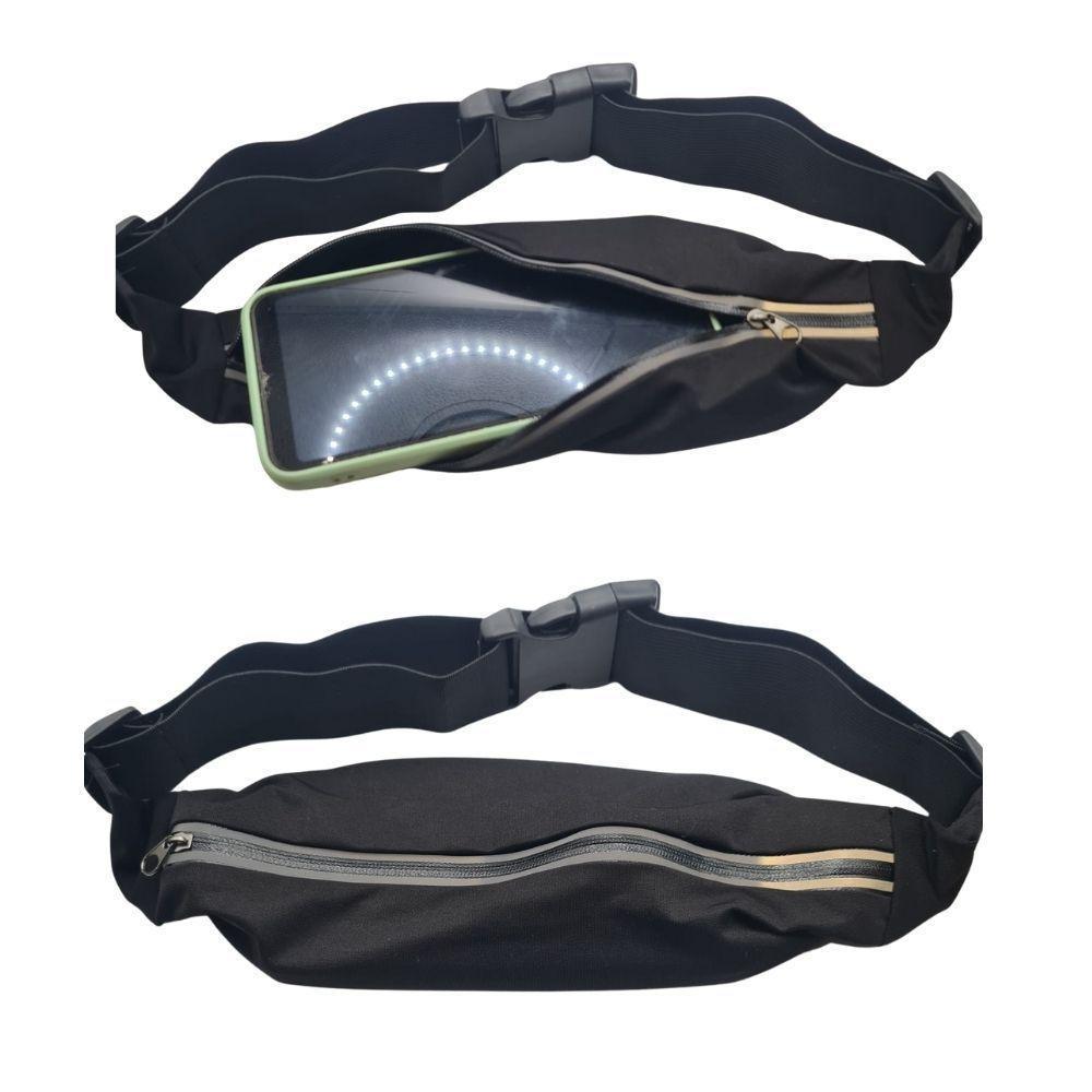 Pochete Esportiva Corrida Slim Impermeável Ajuste Na Cintura Saída Para Fone De Ouvido Preto - 3