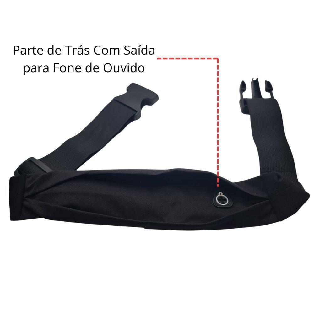 Pochete Esportiva Corrida Slim Impermeável Ajuste Na Cintura Saída Para Fone De Ouvido Preto - 4