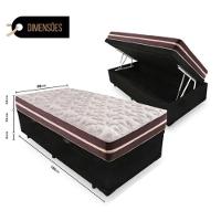 Cama Box Baú Solteiro 88 Tecido Sintético Preto Com Colchão Little Angel Mola Superlastic - 2