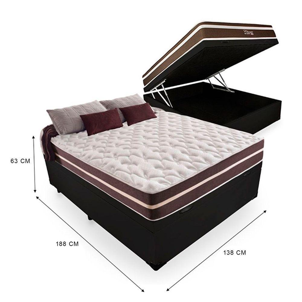 Cama Box Baú Casal 138 Tecido Sintético Preto Com Colchão Little Angel Mola Superlastic - 2