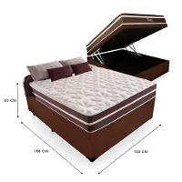 Cama Box Baú Casal 138 Tecido Sintético Marrom Com Colchão Little Angel Mola Superlastic - 2