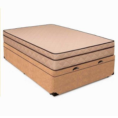 Cama Box Baú Casal 138 Suede Bege Com Colchão Polônia - D28 66x138x188