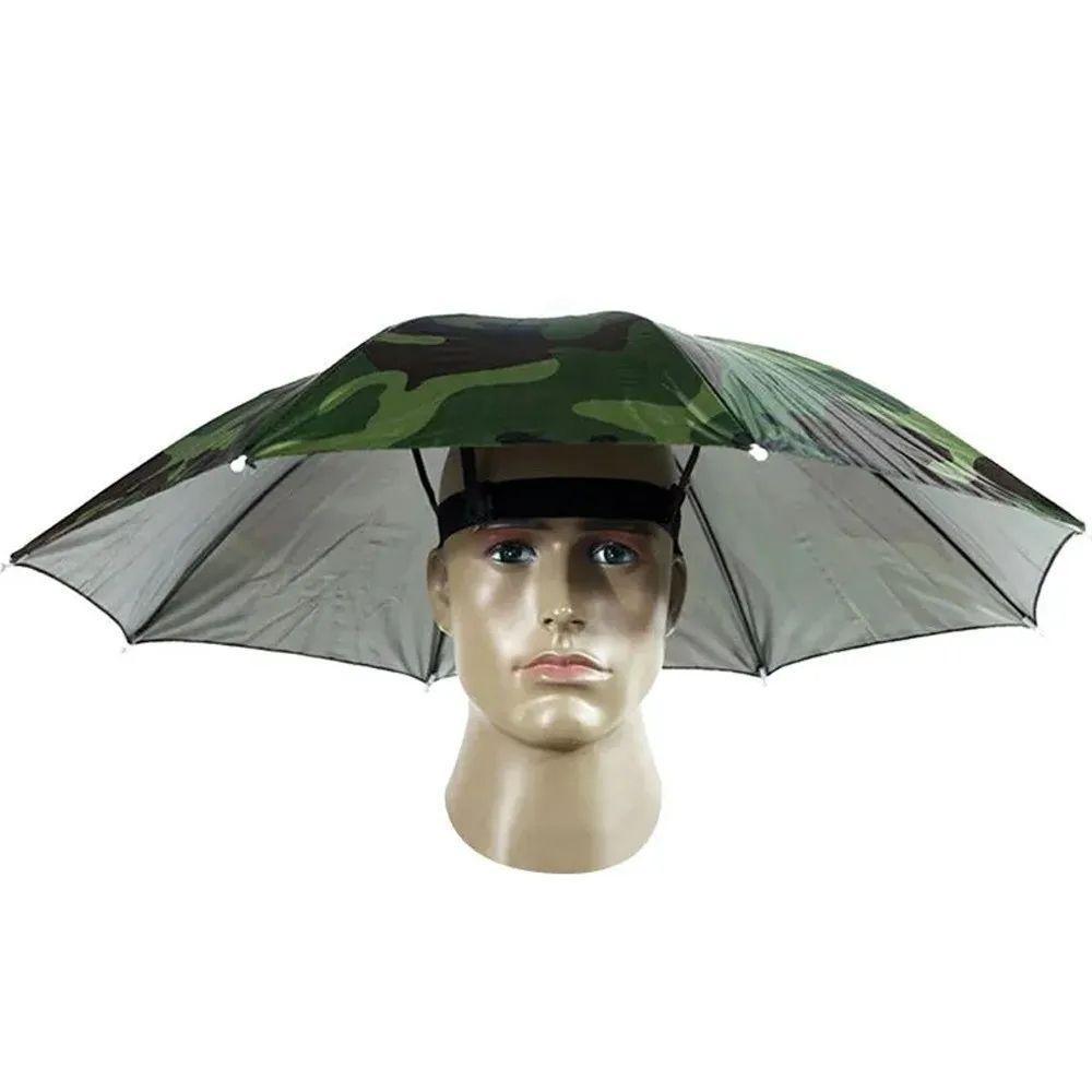 Chapéu Guarda-chuva Sombrinha Camuflado Protetor Camping Passeio Sol Chuva - 1