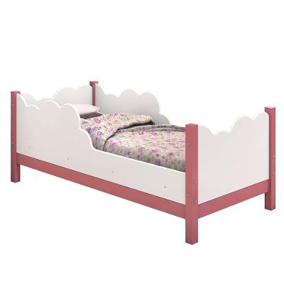 Cama Infantil Nuvem Cristal 100% Mdf Com Grade De Proteção Branco/rosa