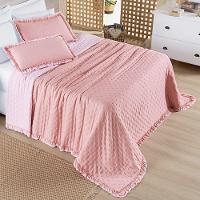 Cobre Leito Queen Micropercal 200 Fios Com Babado Malvinni Rosa - 3 Peças - 4