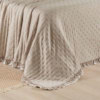 Cobre Leito Casal Micropercal 200 Fios Com Babado Malvinni Caqui - 3 Peças - 4