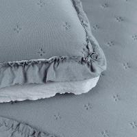 Cobre Leito Queen Micropercal 200 Fios Com Babado Malvinni Cinza - 3 Peças - 3