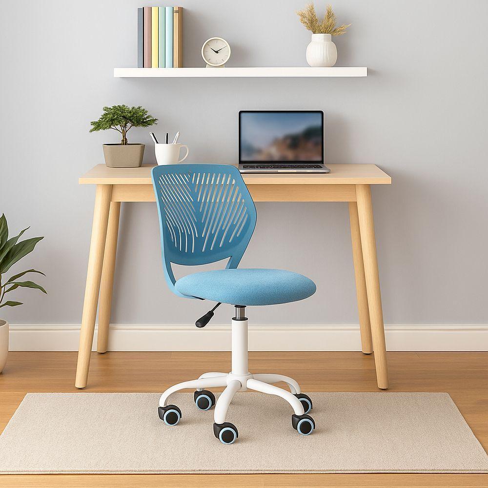 Cadeira Secretária Kids Giratória Teen Tela Mesh Moderna Azul - 4