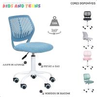 Cadeira Secretária Kids Giratória Teen Tela Mesh Moderna Azul - 6