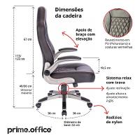 Cadeira De Escritório Presidente Ergonômica Premium Gamer - 5