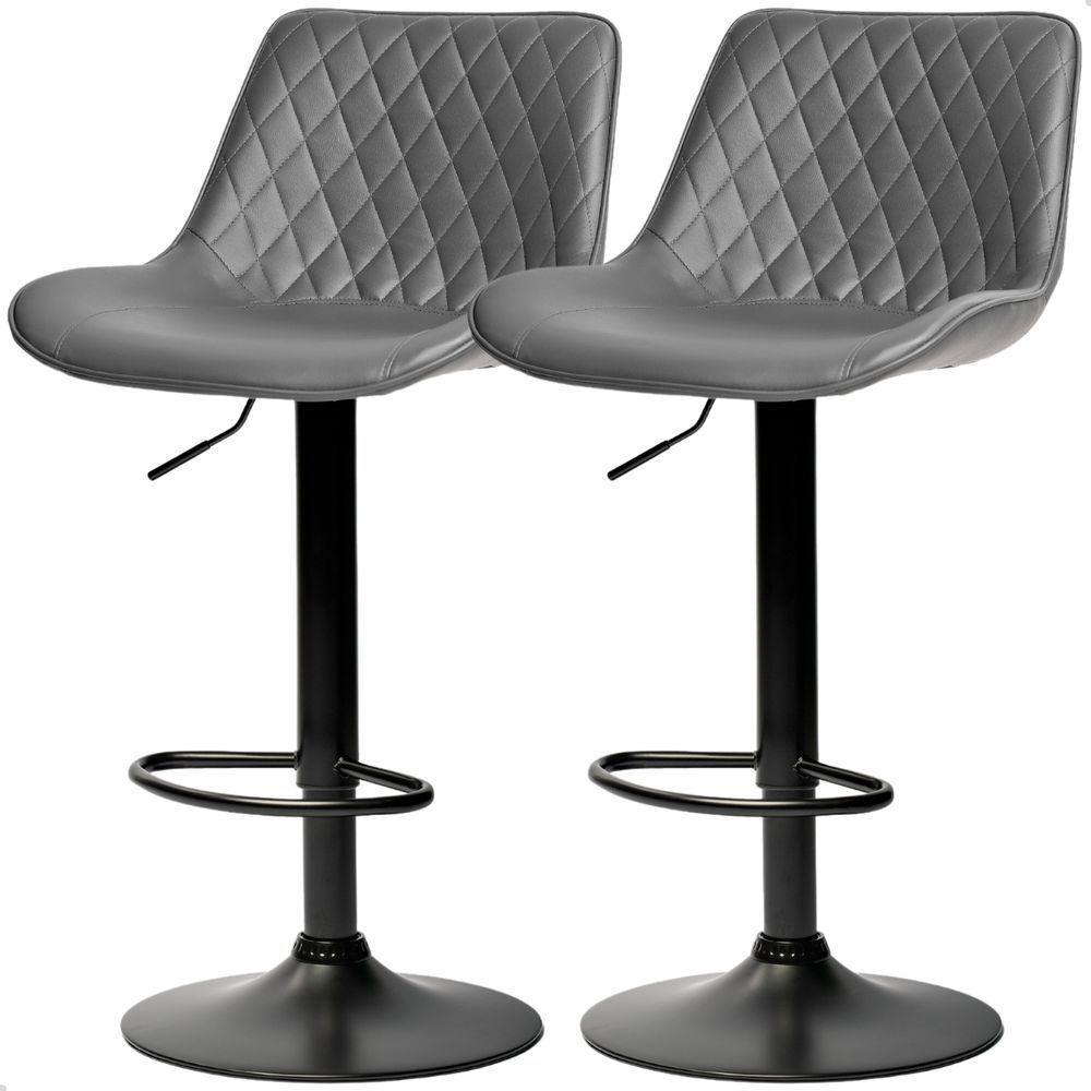 Banqueta Alta Cozinha Bar Balcão Para Bancada Encosto Kit 02 Unidades Cinza - 1