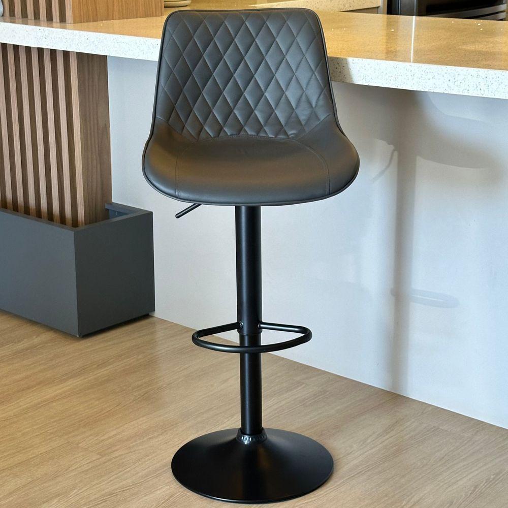 Banqueta Alta Cozinha Bar Balcão Para Bancada Encosto Kit 02 Unidades Cinza - 4