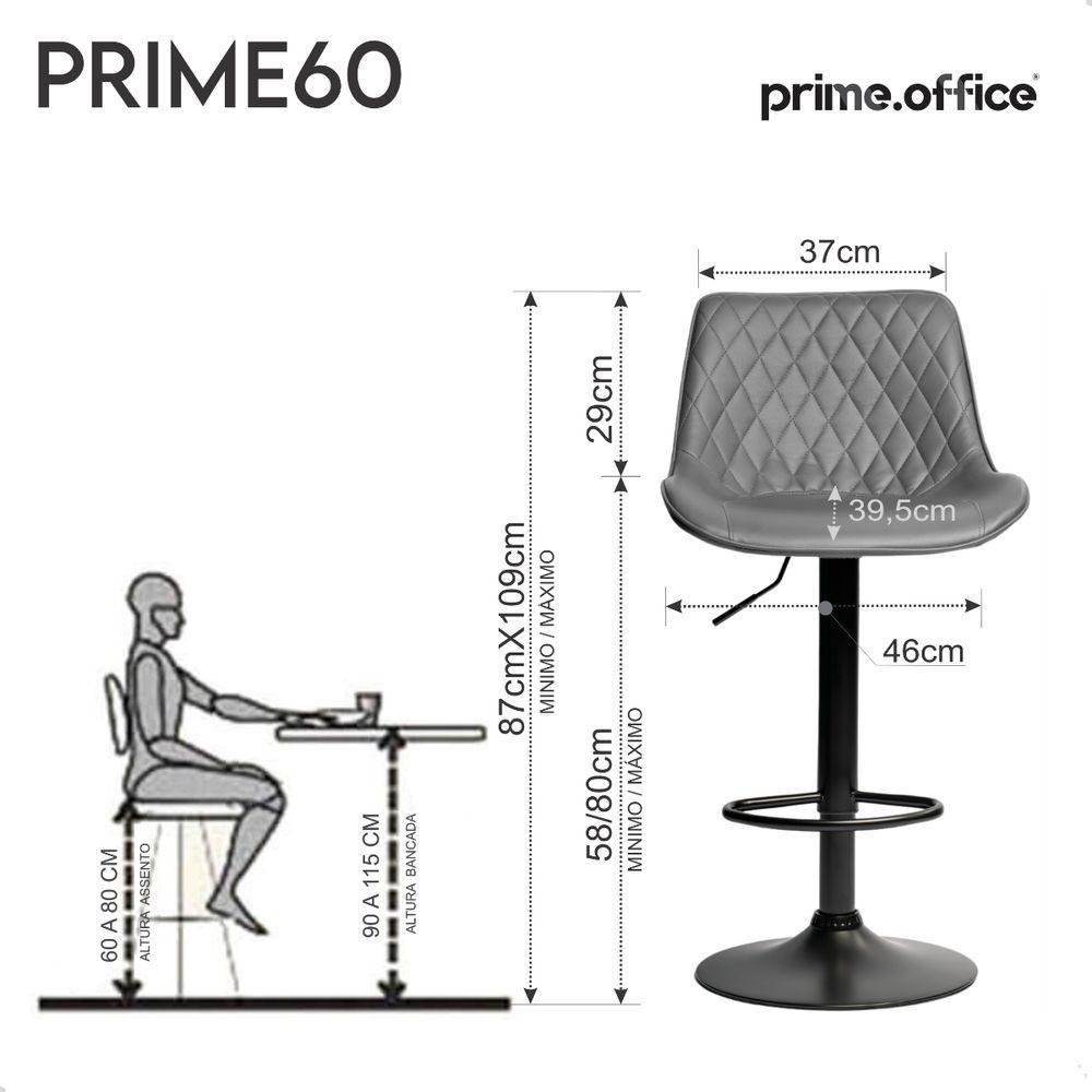 Banqueta Alta Cozinha Bar Balcão Para Bancada Encosto Kit 02 Unidades Cinza - 5