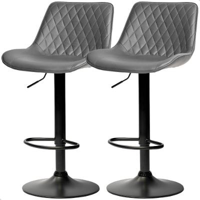 Banqueta Alta Cozinha Bar Balcão Para Bancada Encosto Kit 02 Unidades Cinza