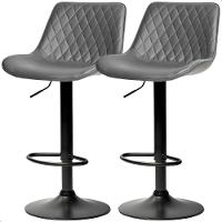 Banqueta Alta Cozinha Bar Balcão Para Bancada Encosto Kit 02 Unidades Cinza - 1